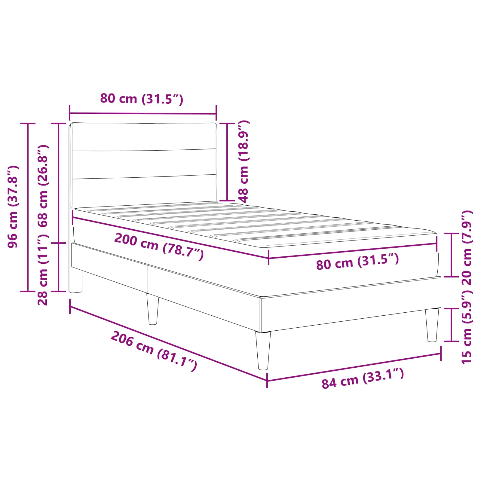 Bettrahmen Taupe 80 x 200 cm Polyester