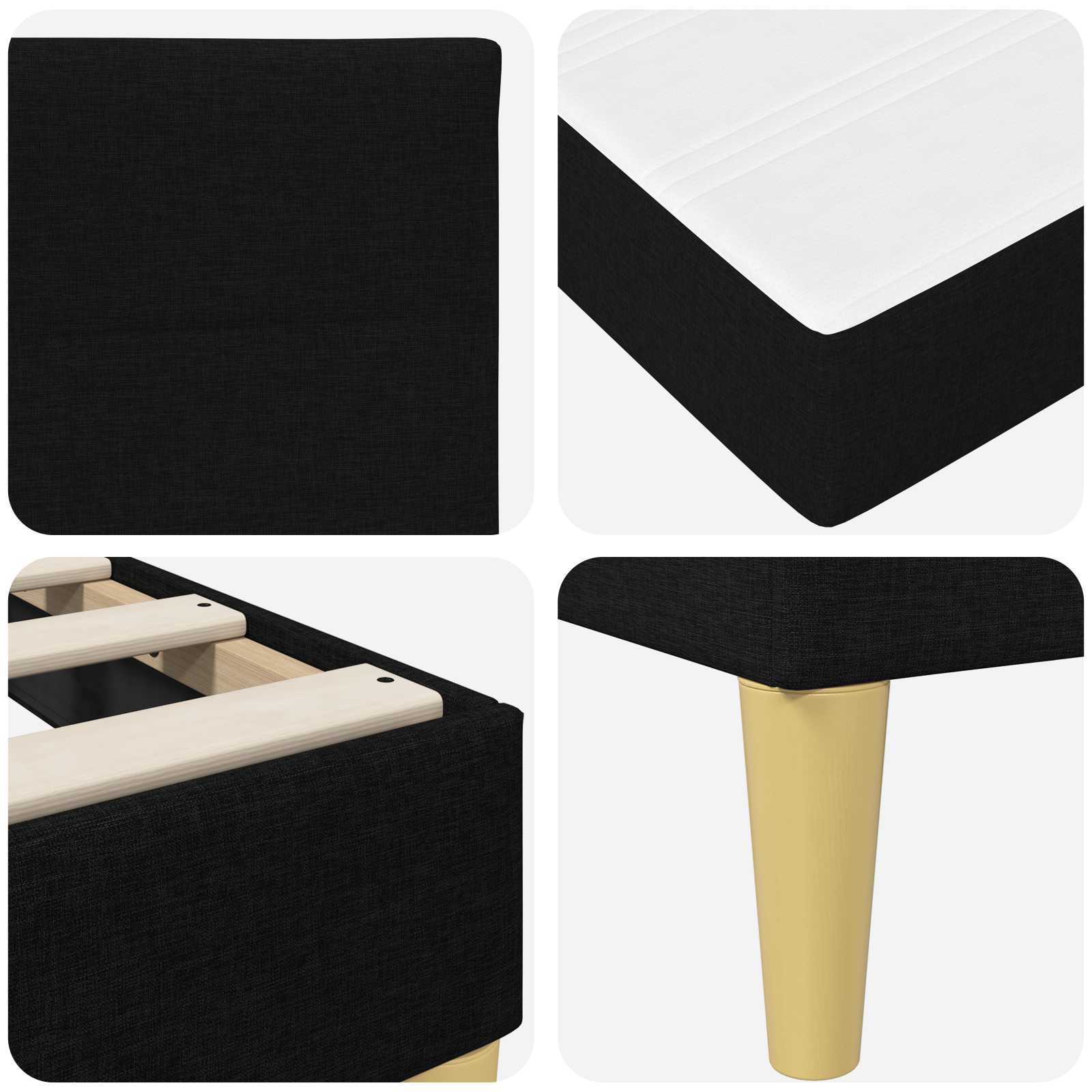 Bettrahmen Schwarz 90 x 200 cm Polyester