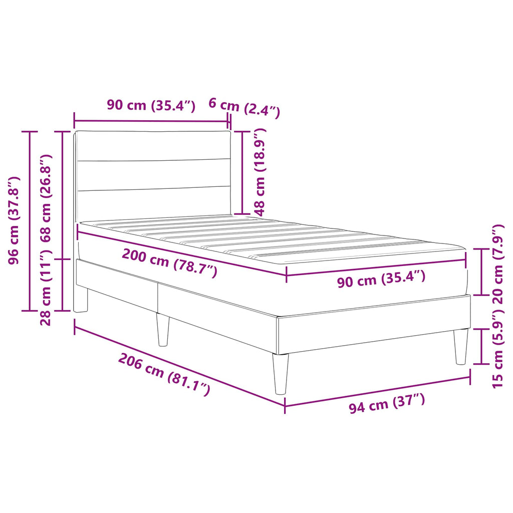Bettrahmen Schwarz 90 x 200 cm Polyester