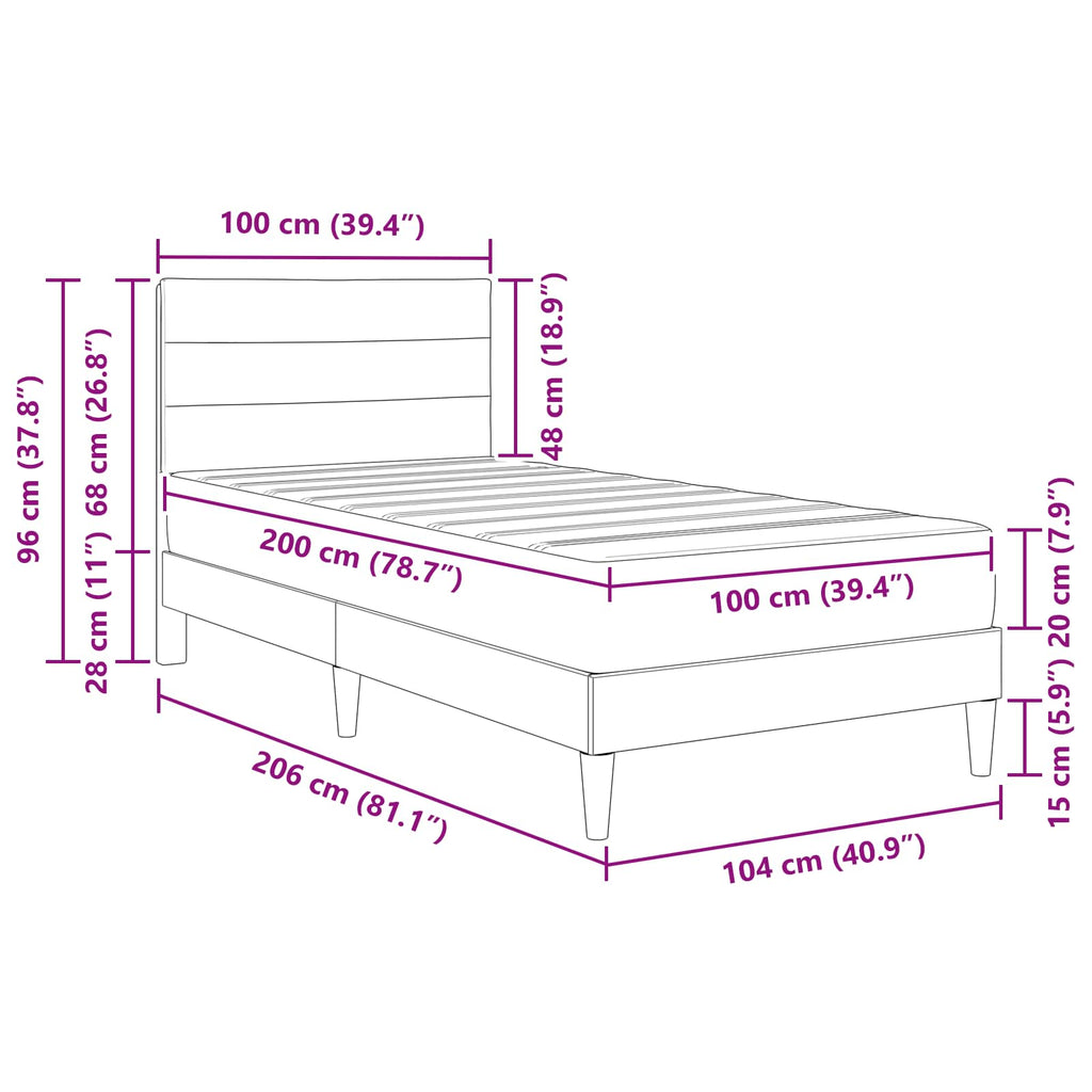 Bettrahmen Taupe 100 x 200 cm Polyester
