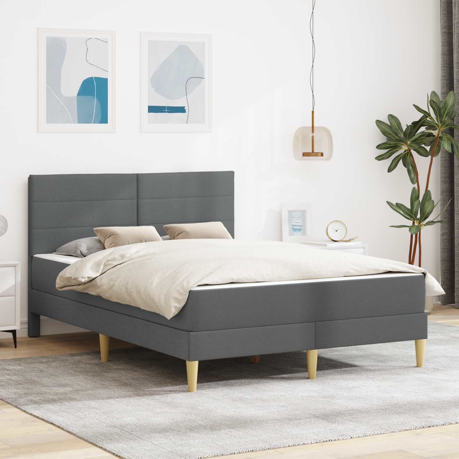 Bettrahmen Dunkelgrau 140 x 190 cm Polyester