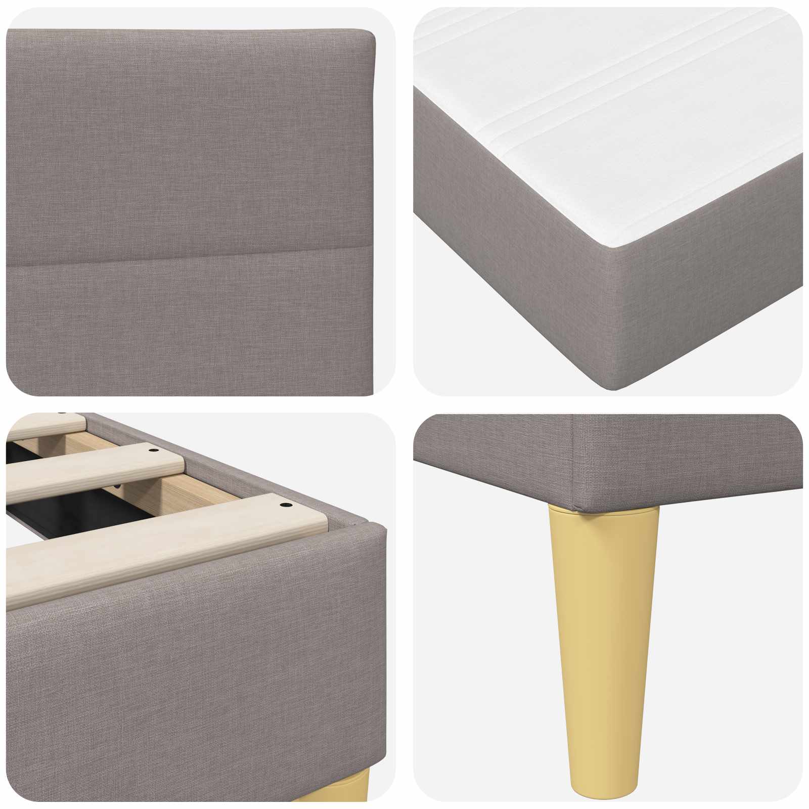 Bettrahmen Taupe 140 x 190 cm Polyester
