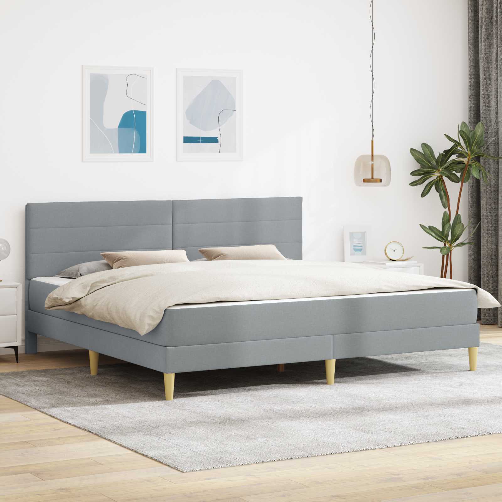 Bettrahmen Hellgrau 200 x 200 cm Polyester