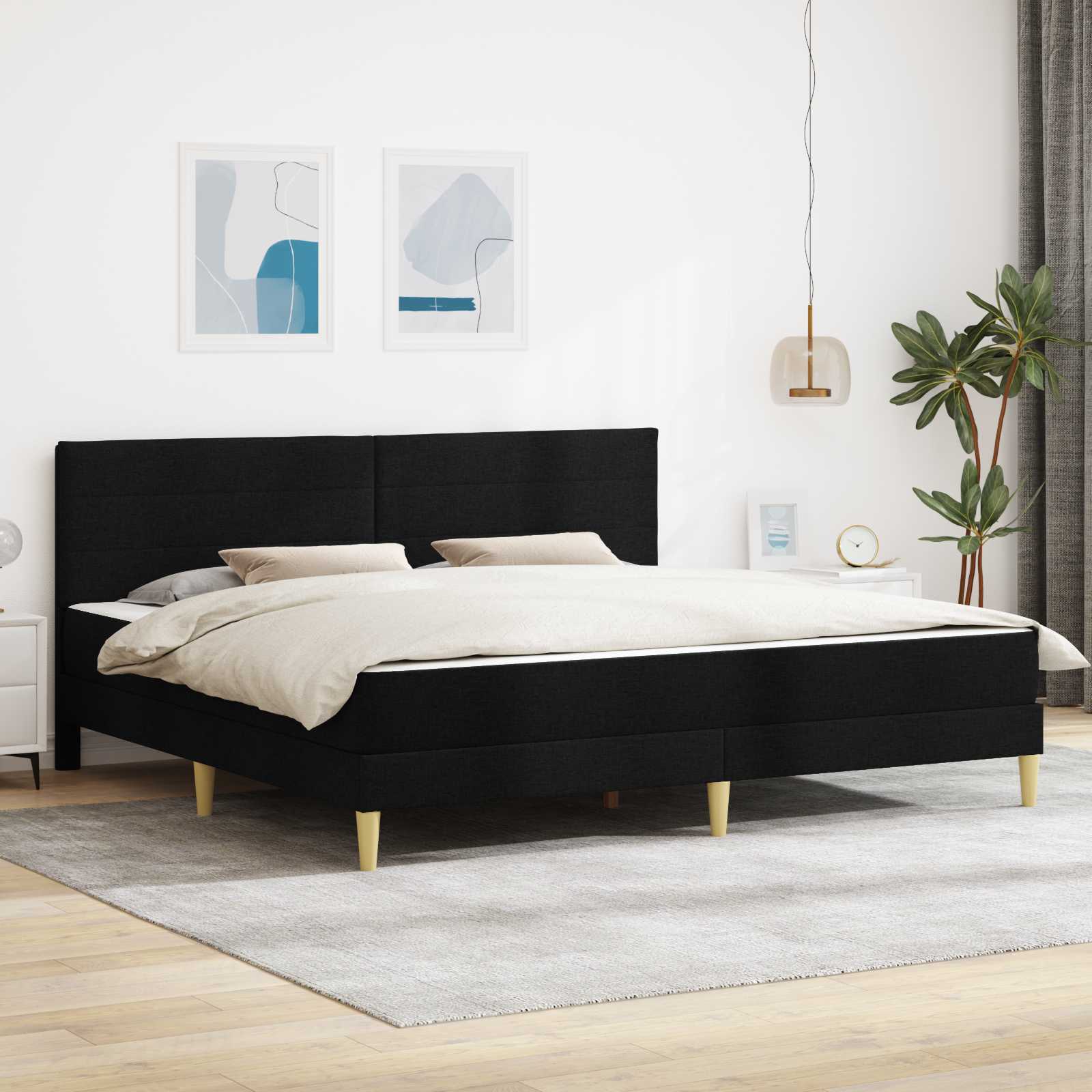 Bettrahmen Schwarz 200 x 200 cm Polyester