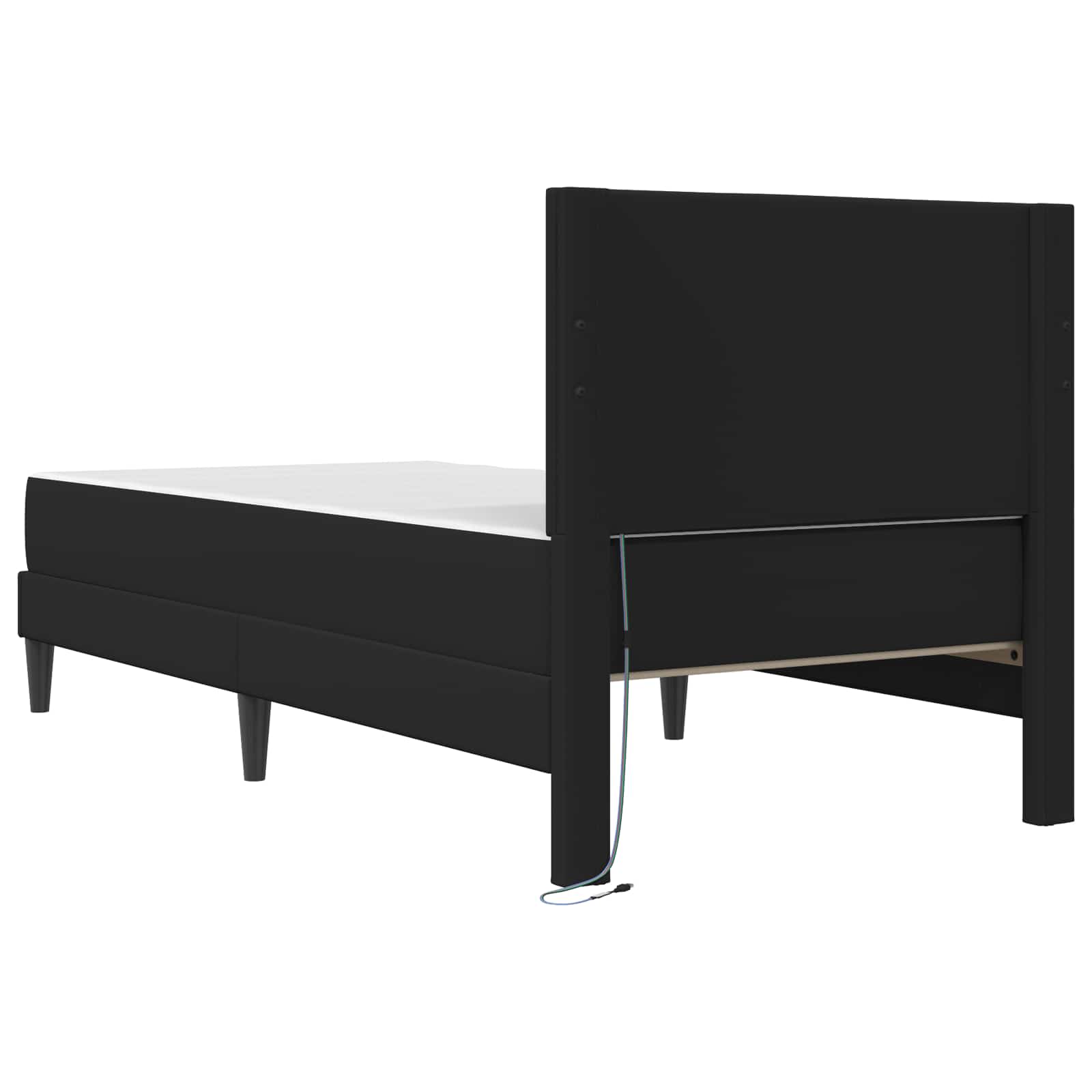 Bettrahmen mit LED-Lichtleisten Schwarz 90 x 190 cm Kunstleder