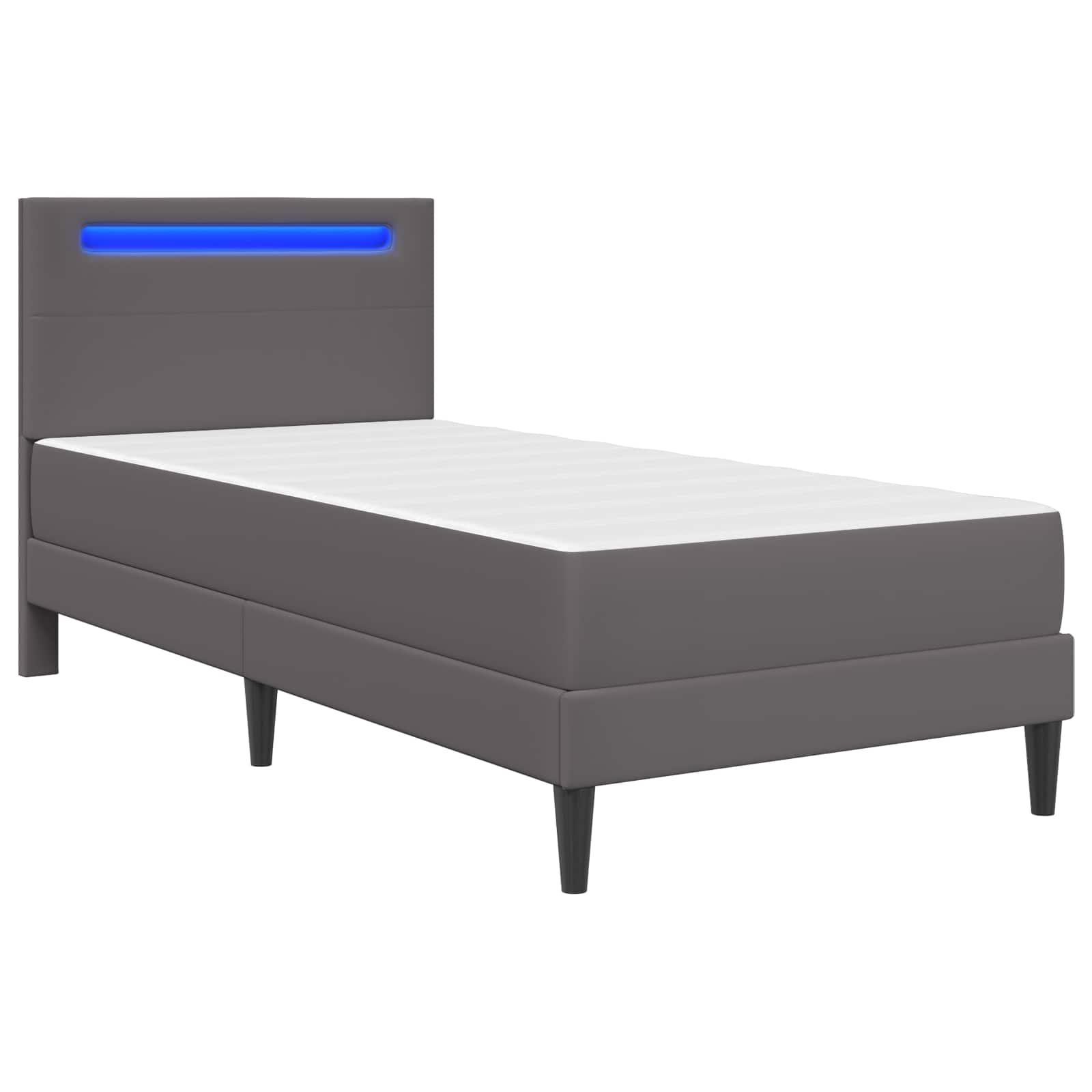 Bettrahmen mit LED-Lichtleisten Grau 100 x 200 cm Kunstleder