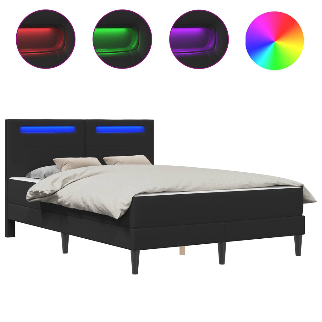 Bettrahmen mit LED-Lichtleisten mit Kopfteil 2 pcs Kunstleder