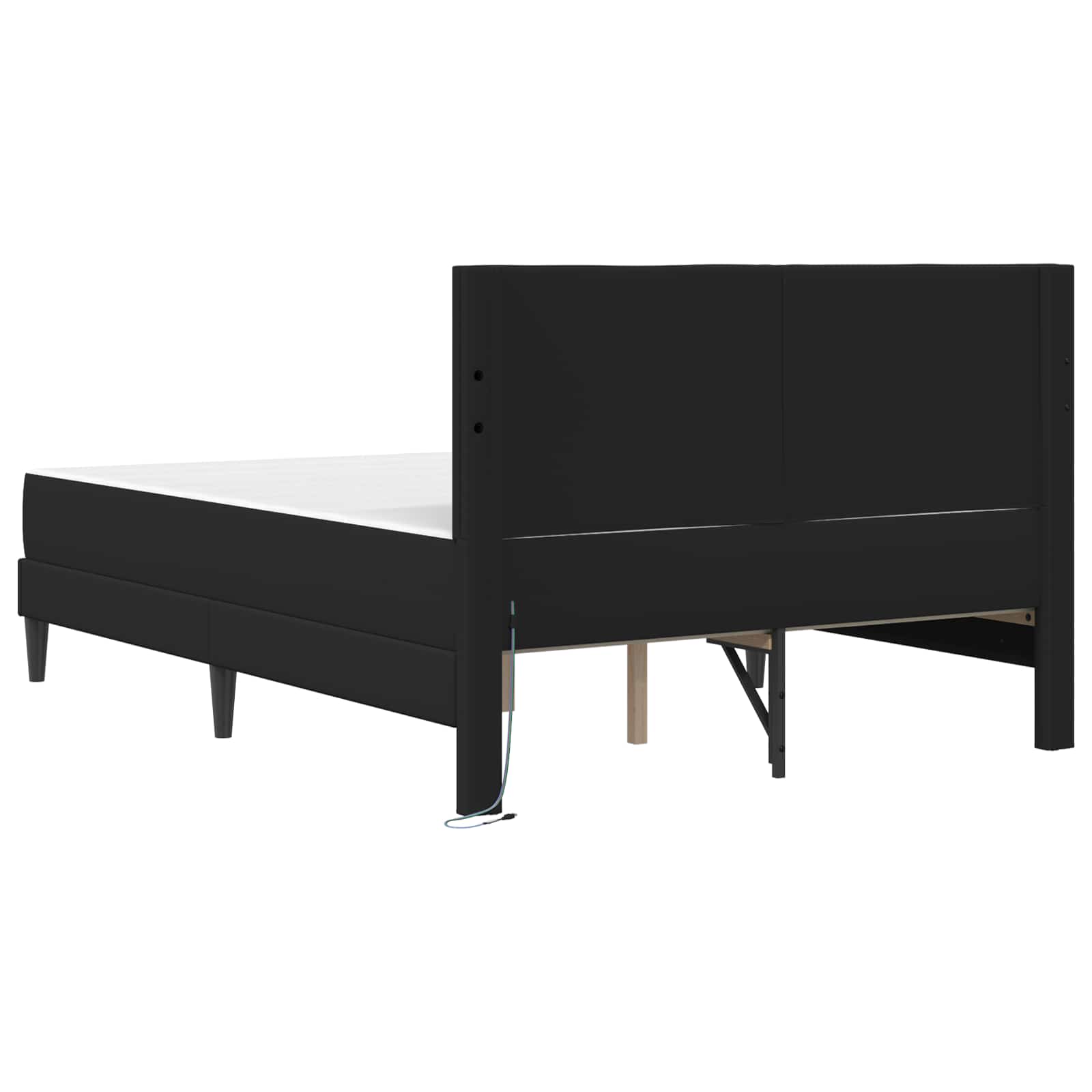 Bettrahmen mit LED-Lichtleisten Schwarz 140 x 190 cm Kunstleder