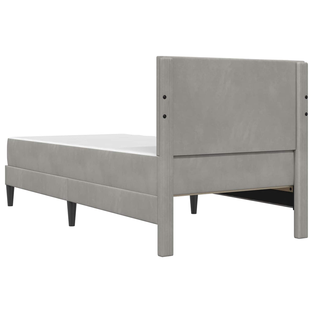 Bettgestell mit Matratze mit Kopfteil Hellgrau 80 x 200 cm Samt