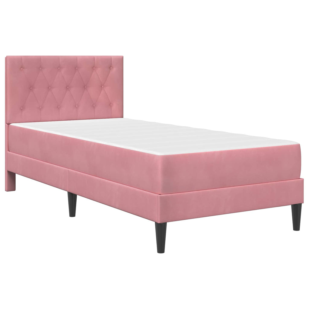 Bettgestell mit Matratze mit Kopfteil Rosa 80 x 200 cm Samt