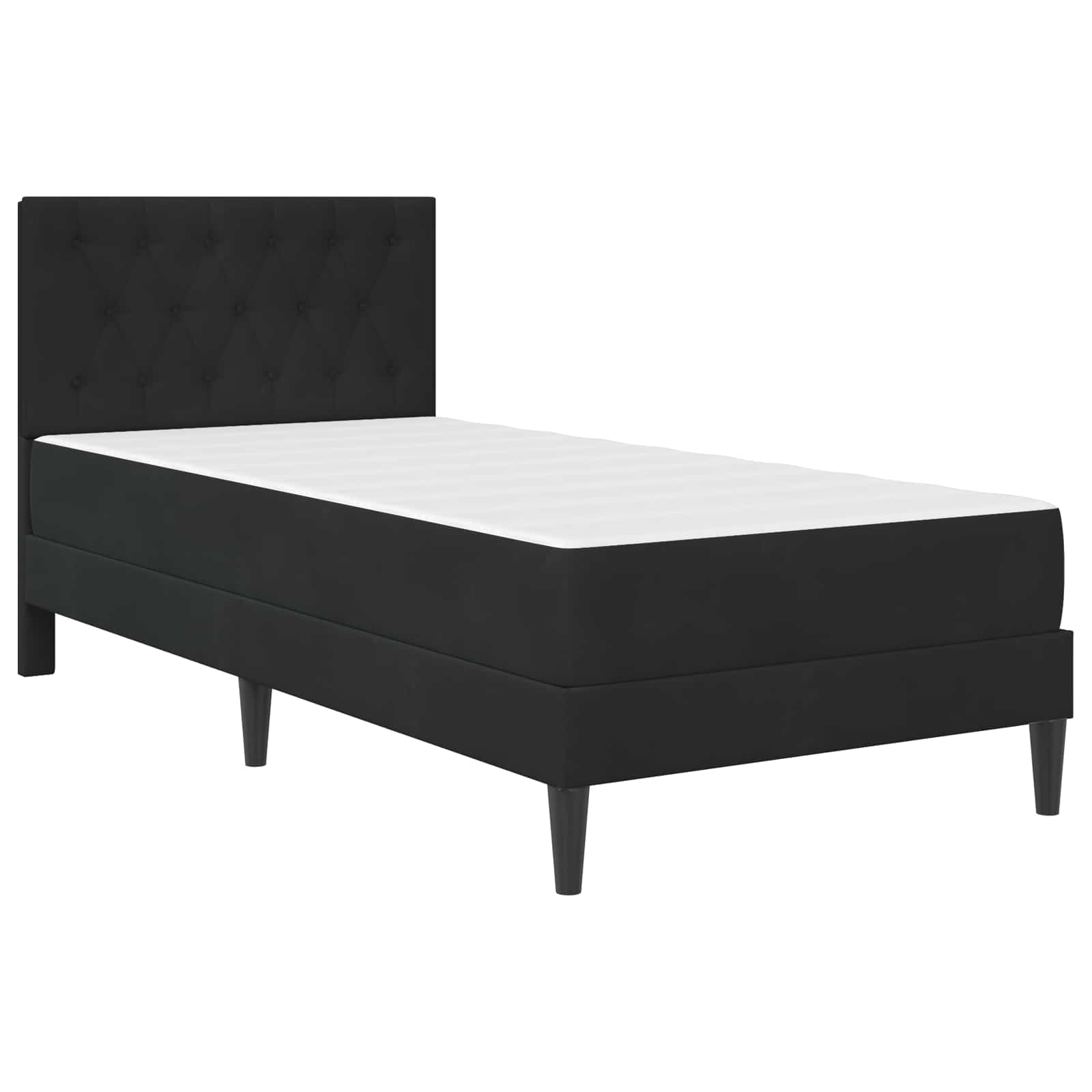 Bettgestell mit Matratze mit Kopfteil Schwarz 80 x 200 cm Samt