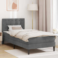 Bettgestell mit Matratze Dunkelgrau 90 x 190 cm Samt