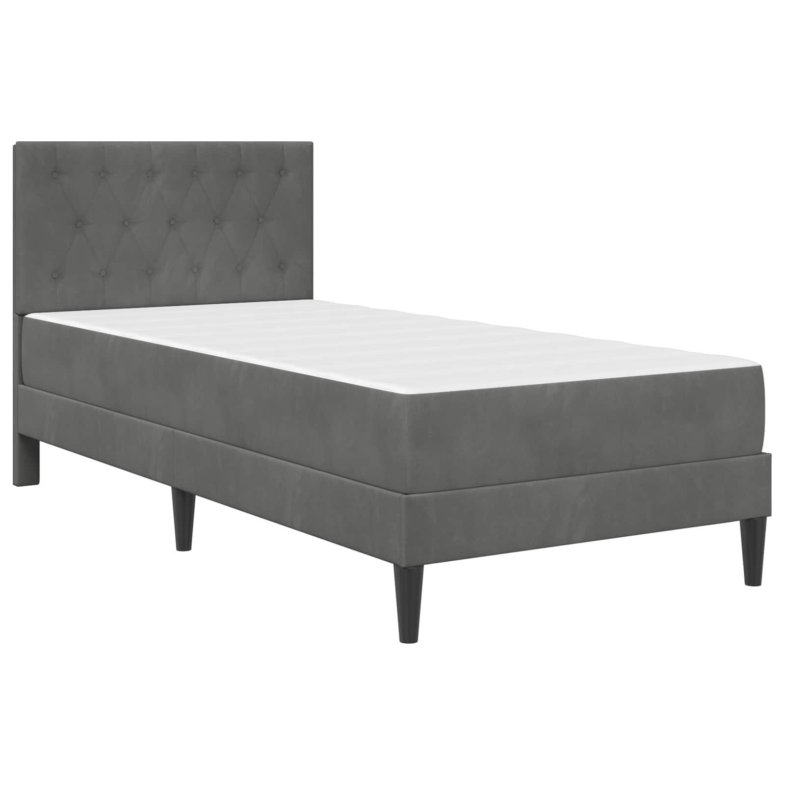 Bettgestell mit Matratze Dunkelgrau 90 x 190 cm Samt