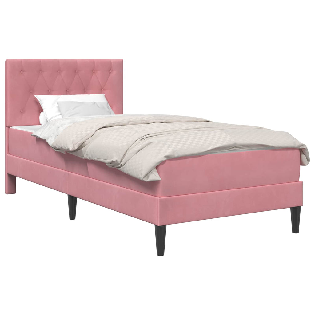 Bettgestell mit Matratze mit Kopfteil Rosa 90 x 190 cm Samt