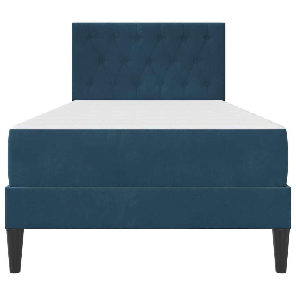 Bettgestell mit Matratze mit Kopfteil Blau 90 x 190 cm Samt
