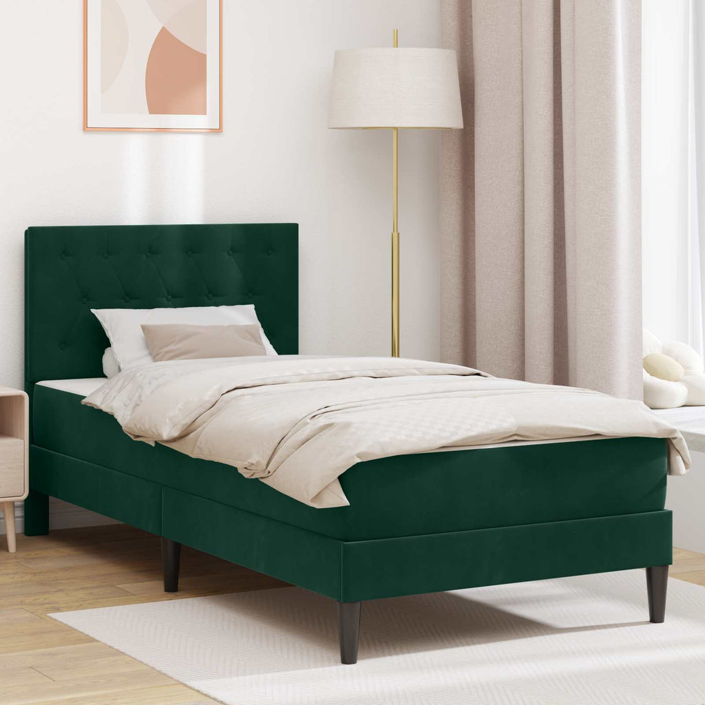 Bettgestell mit Matratze Dunkelgrün 90 x 200 cm Samt