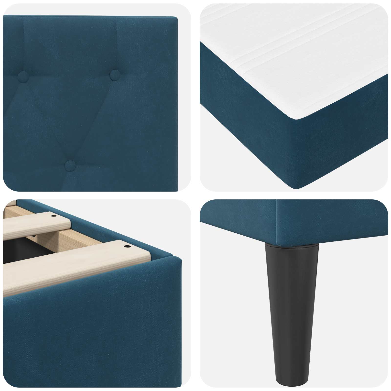 Bettgestell mit Matratze mit Kopfteil Blau 90 x 200 cm Samt