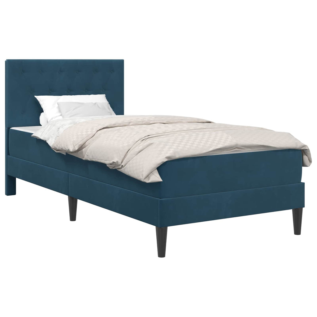 Bettgestell mit Matratze mit Kopfteil Blau 90 x 200 cm Samt