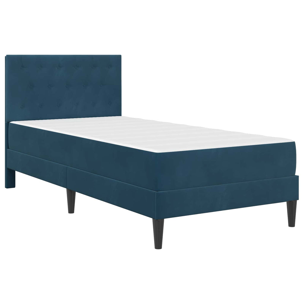 Bettgestell mit Matratze mit Kopfteil Blau 90 x 200 cm Samt