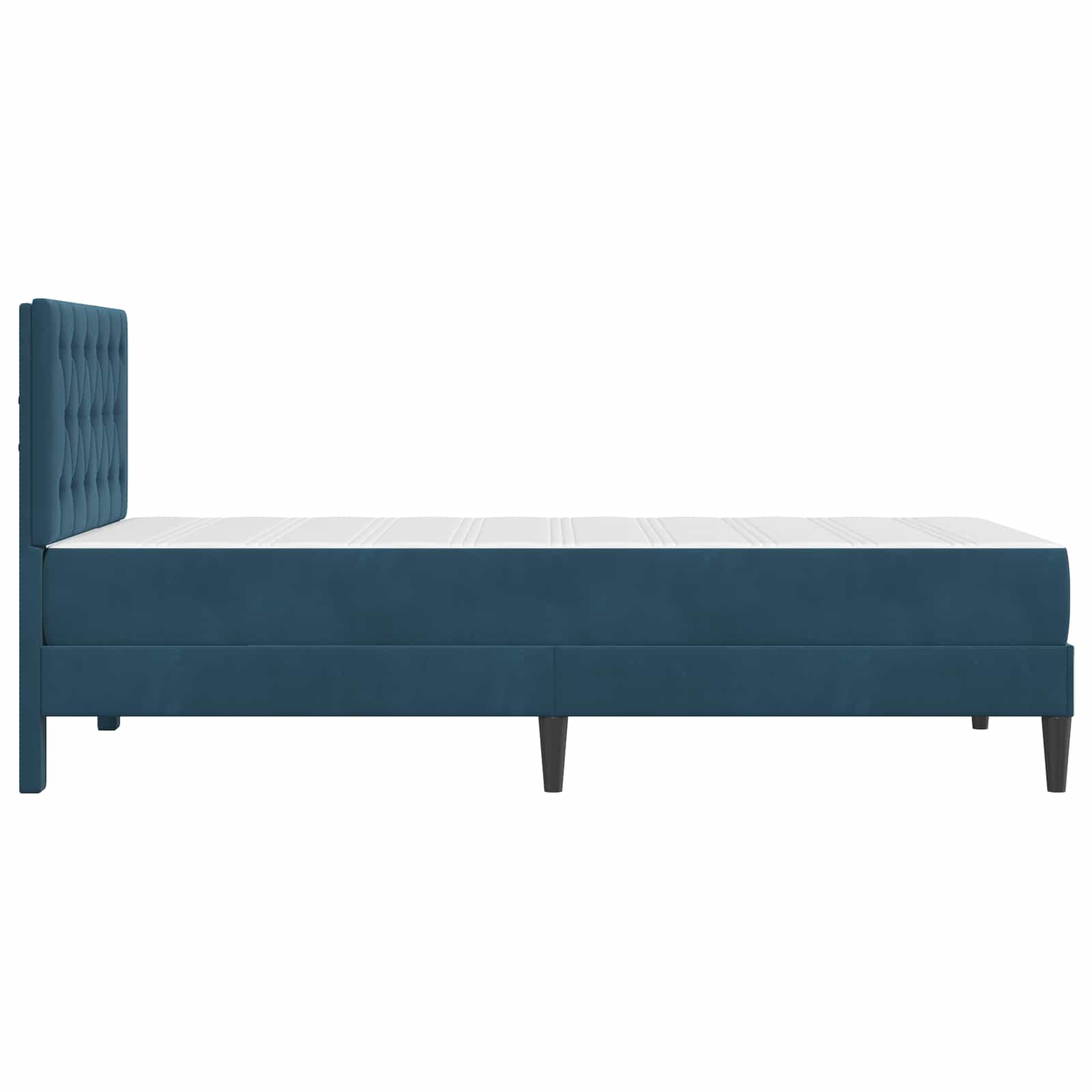 Bettgestell mit Matratze mit Kopfteil Blau 90 x 200 cm Samt