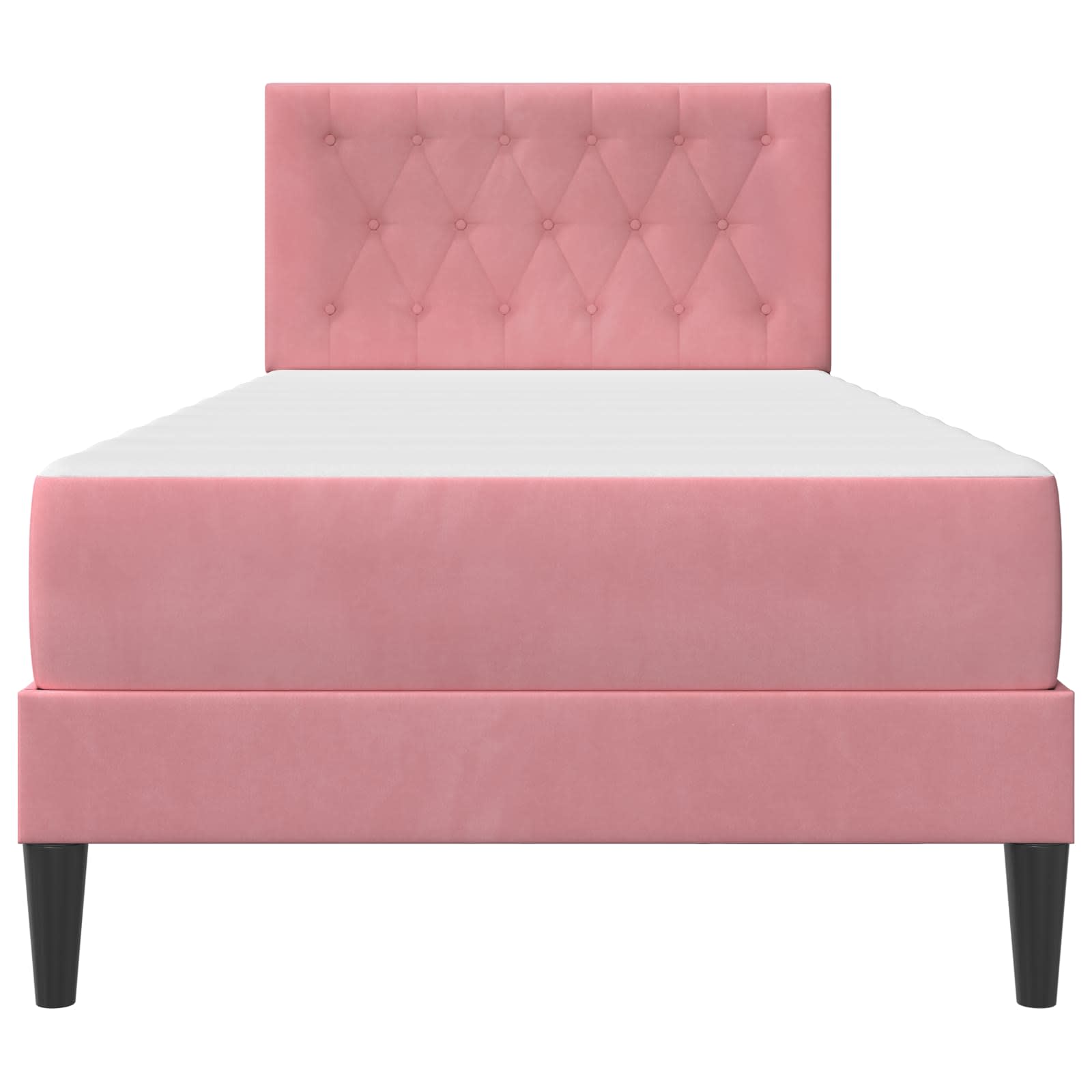 Bettgestell mit Matratze mit Kopfteil Rosa 100 x 200 cm Samt