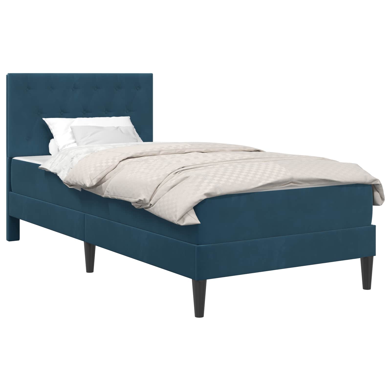 Bettgestell mit Matratze mit Kopfteil Blau 100 x 200 cm Samt