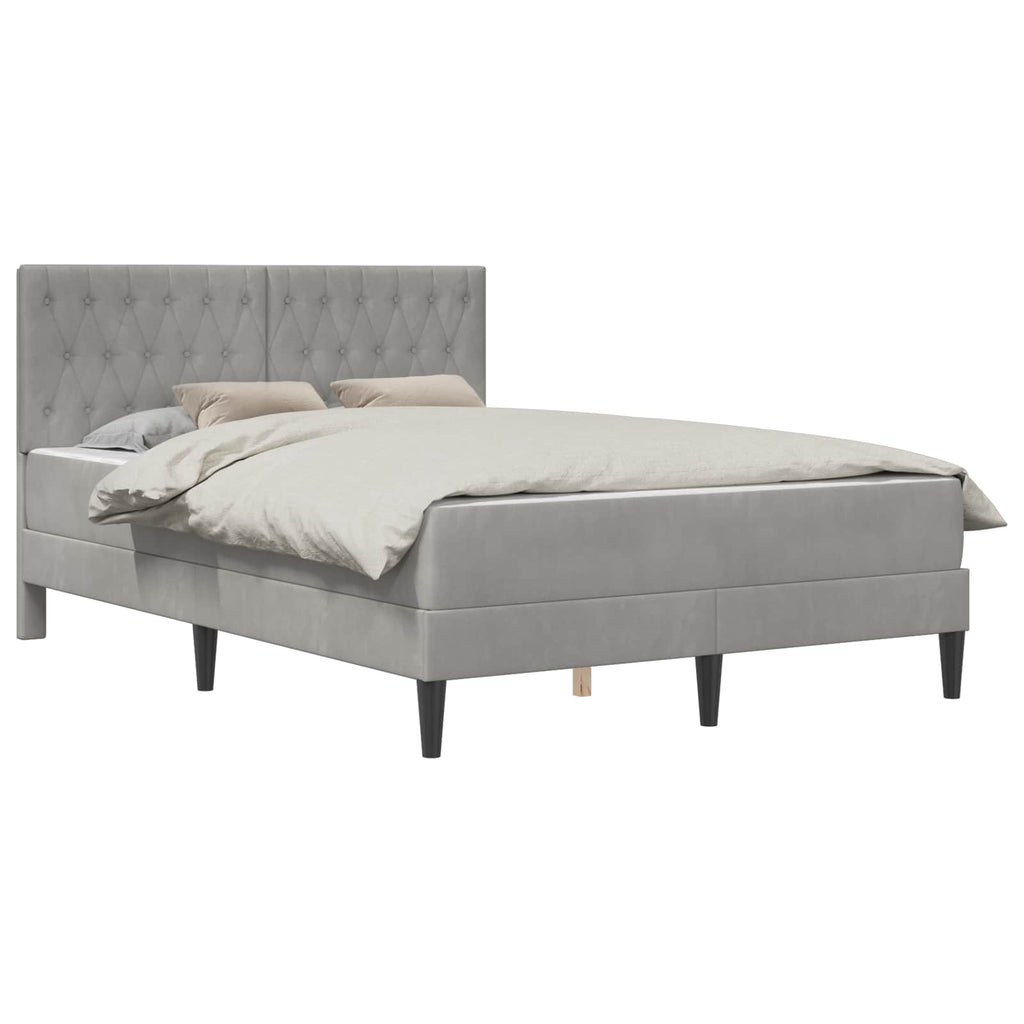 Bettgestell mit Matratze vidaXL Hellgrau 120 x 190 cm Samt