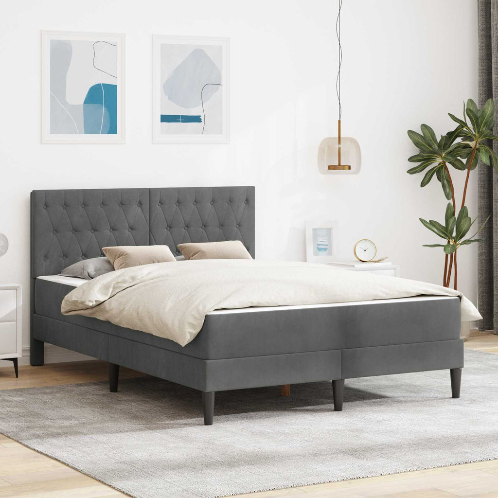 Bettgestell mit Matratze vidaXL Dunkelgrau 120 x 190 cm Samt
