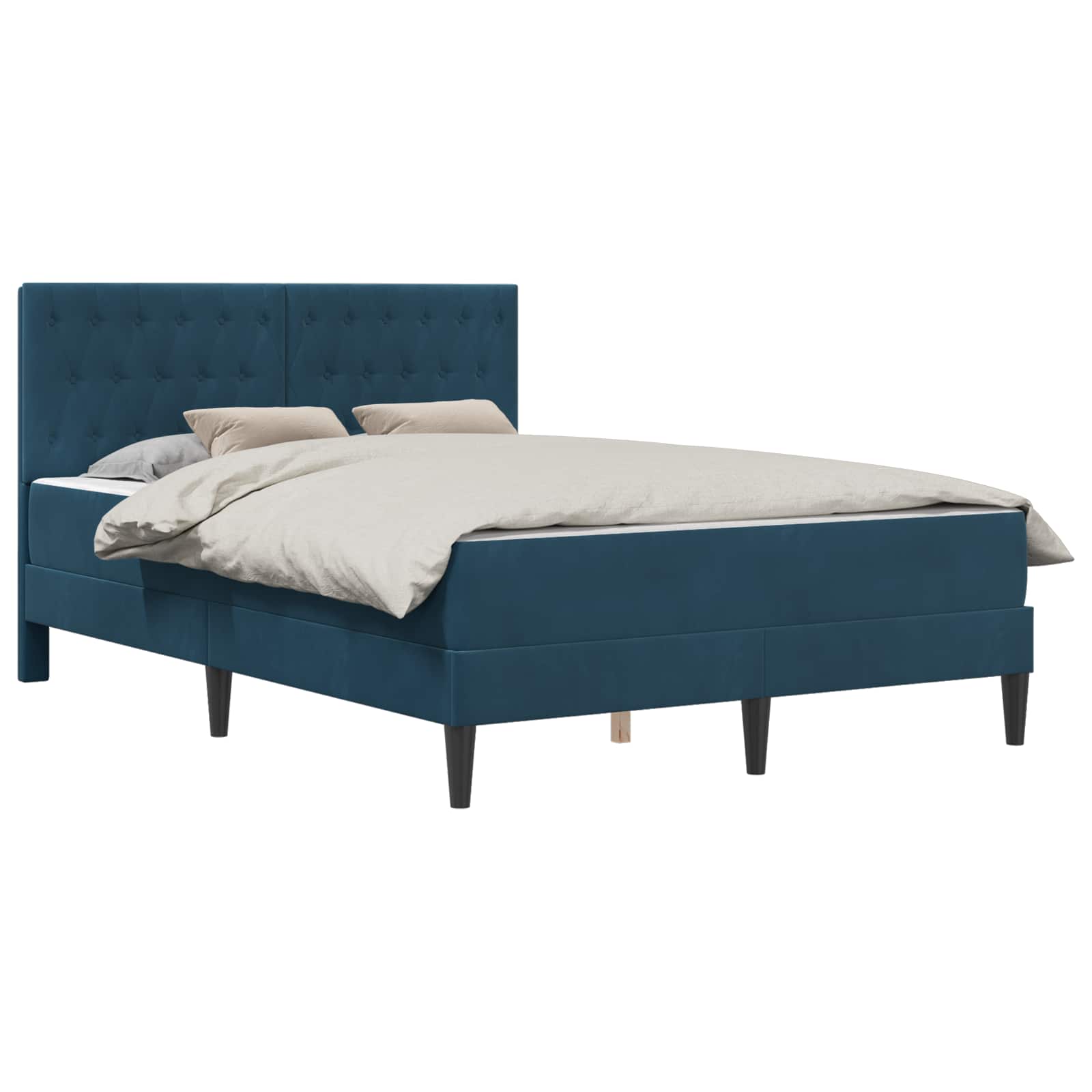Bettgestell mit Matratze vidaXL Blau Blau 120 x 190 cm Samt