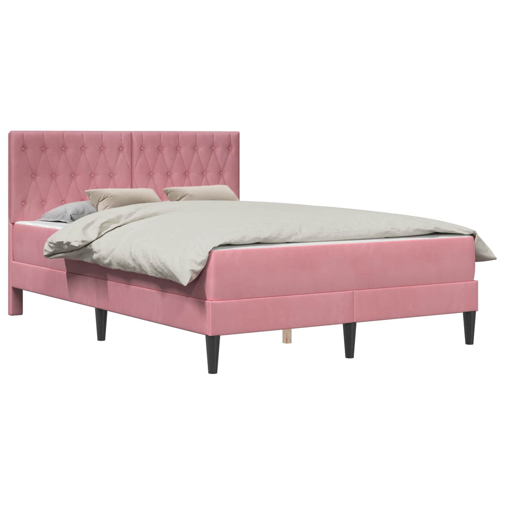 Bettgestell mit Matratze mit Kopfteil Rosa 140 x 190 cm Samt