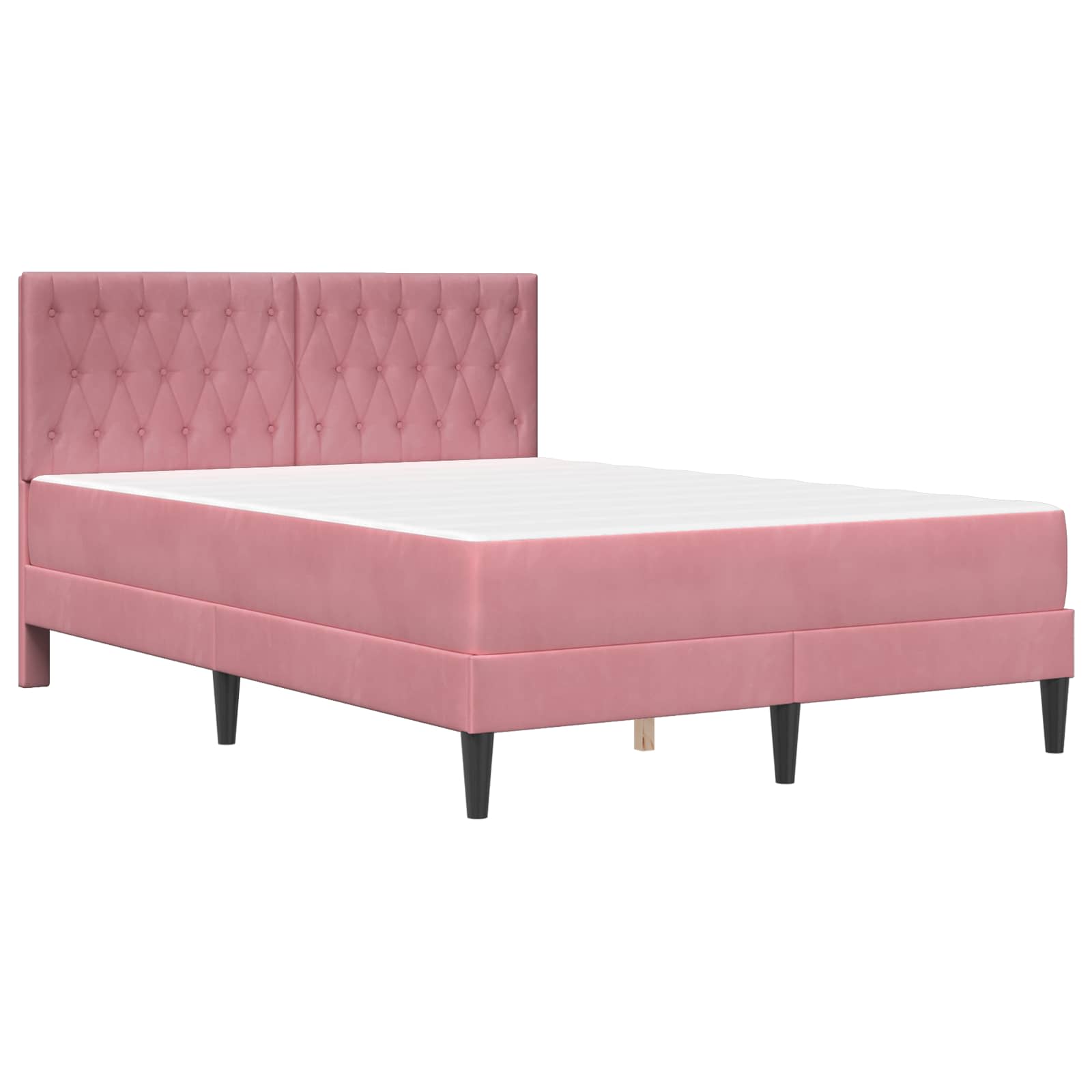 Bettgestell mit Matratze mit Kopfteil Rosa 140 x 190 cm Samt