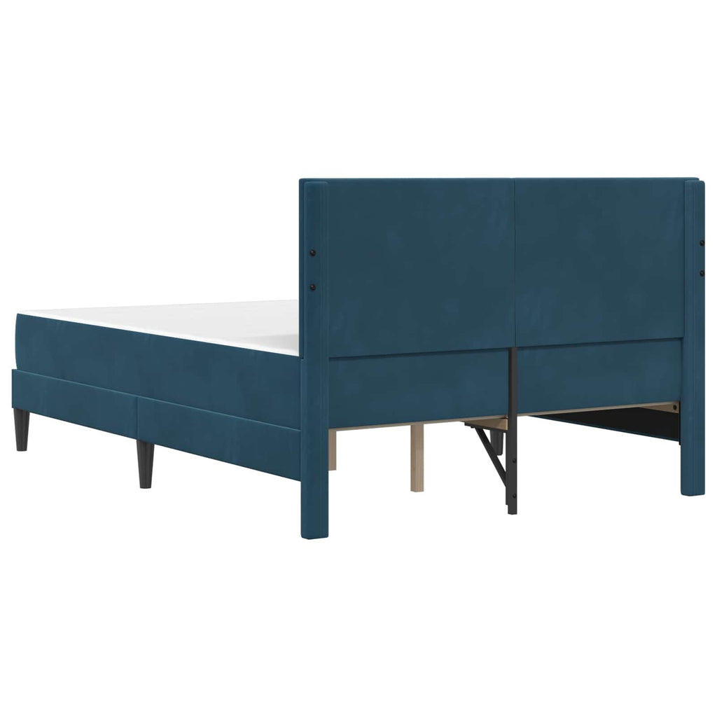 Bettgestell mit Matratze mit Kopfteil Blau 140 x 190 cm Samt