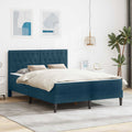 Bettgestell mit Matratze mit Kopfteil Blau 140 x 200 cm Samt