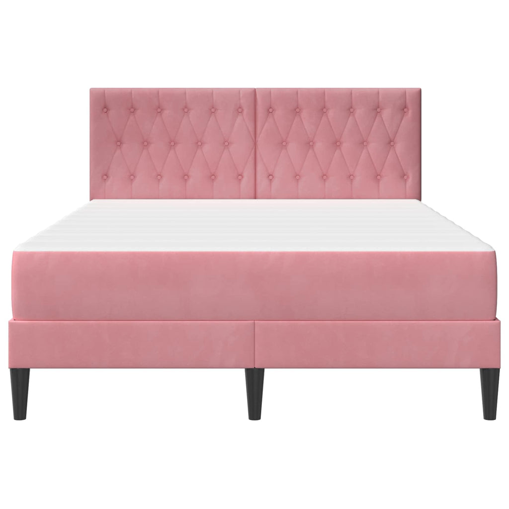 Bettgestell mit Matratze mit Kopfteil Rosa 160 x 200 cm Samt