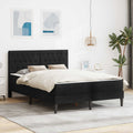 Bettgestell mit Matratze mit Kopfteil Schwarz 160 x 200 cm Samt