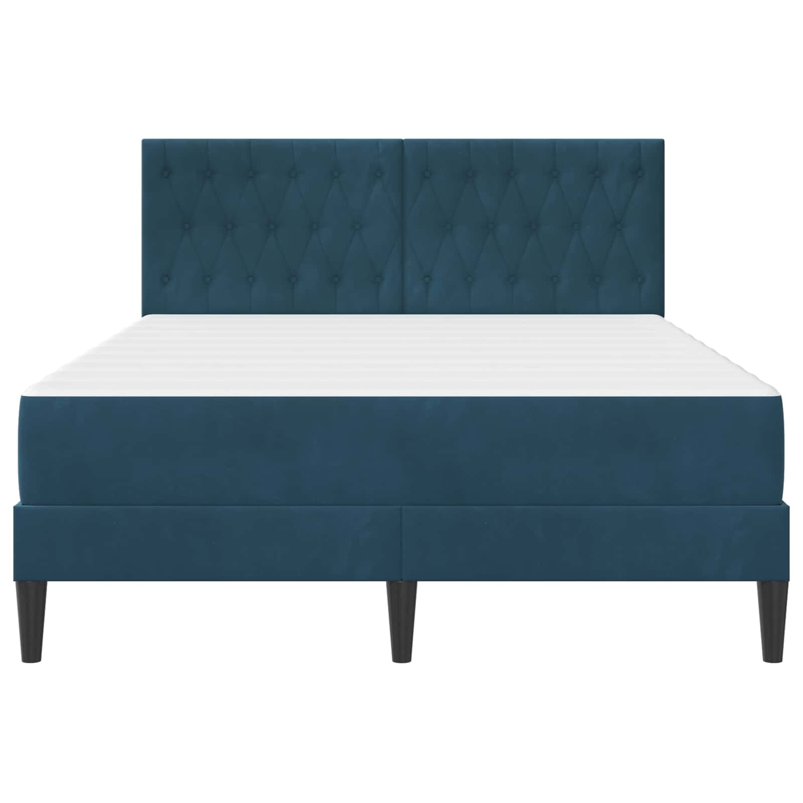 Bettgestell mit Matratze mit Kopfteil Blau 160 x 200 cm Samt