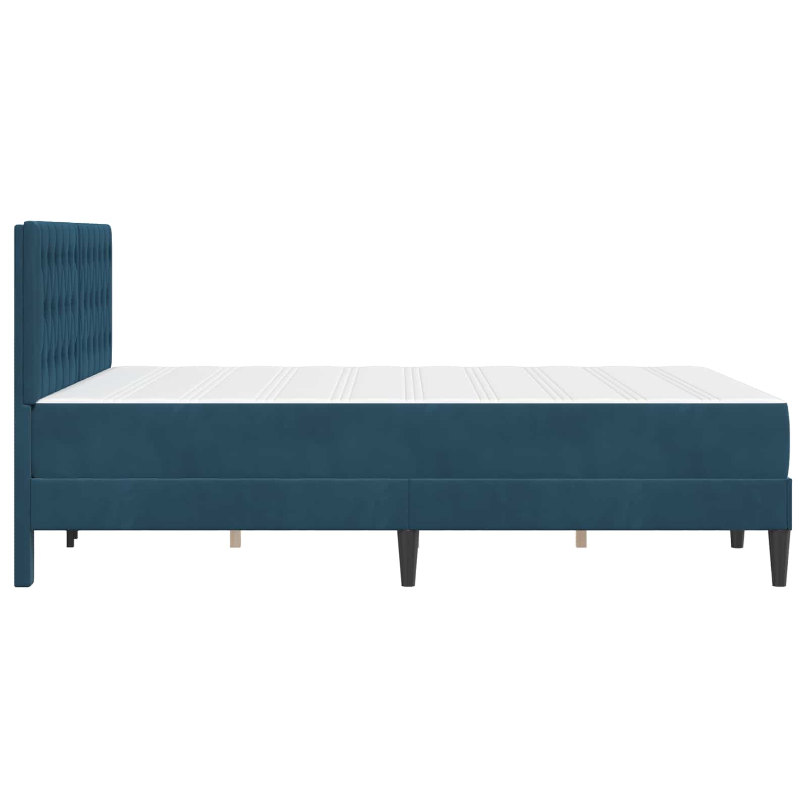 Bettgestell mit Matratze mit Kopfteil Blau 160 x 200 cm Samt
