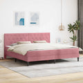 Bettgestell mit Matratze mit Kopfteil Rosa 180 x 200 cm Samt