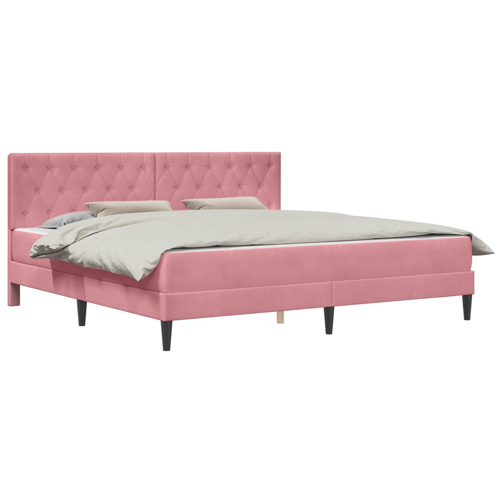 Bettgestell mit Matratze mit Kopfteil Rosa 180 x 200 cm Samt