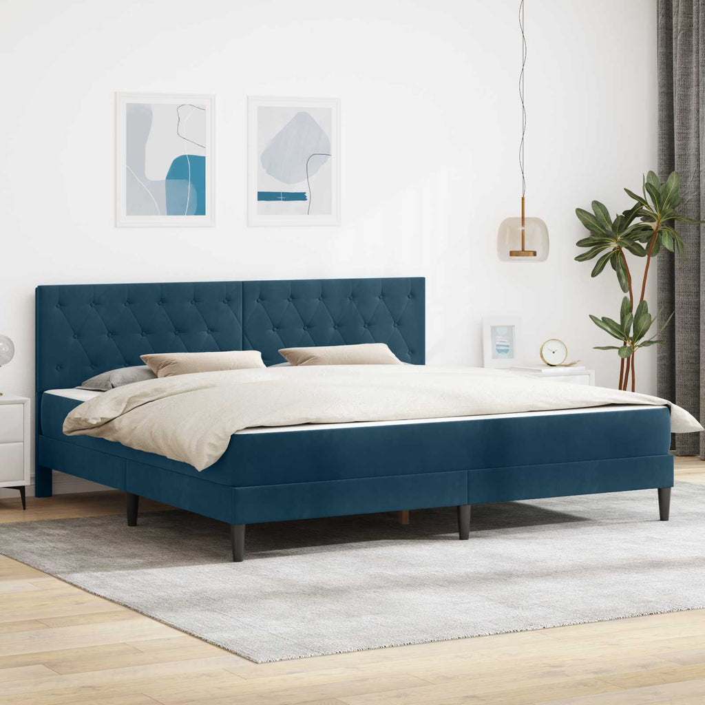 Bettgestell mit Matratze mit Kopfteil Blau 180 x 200 cm Samt