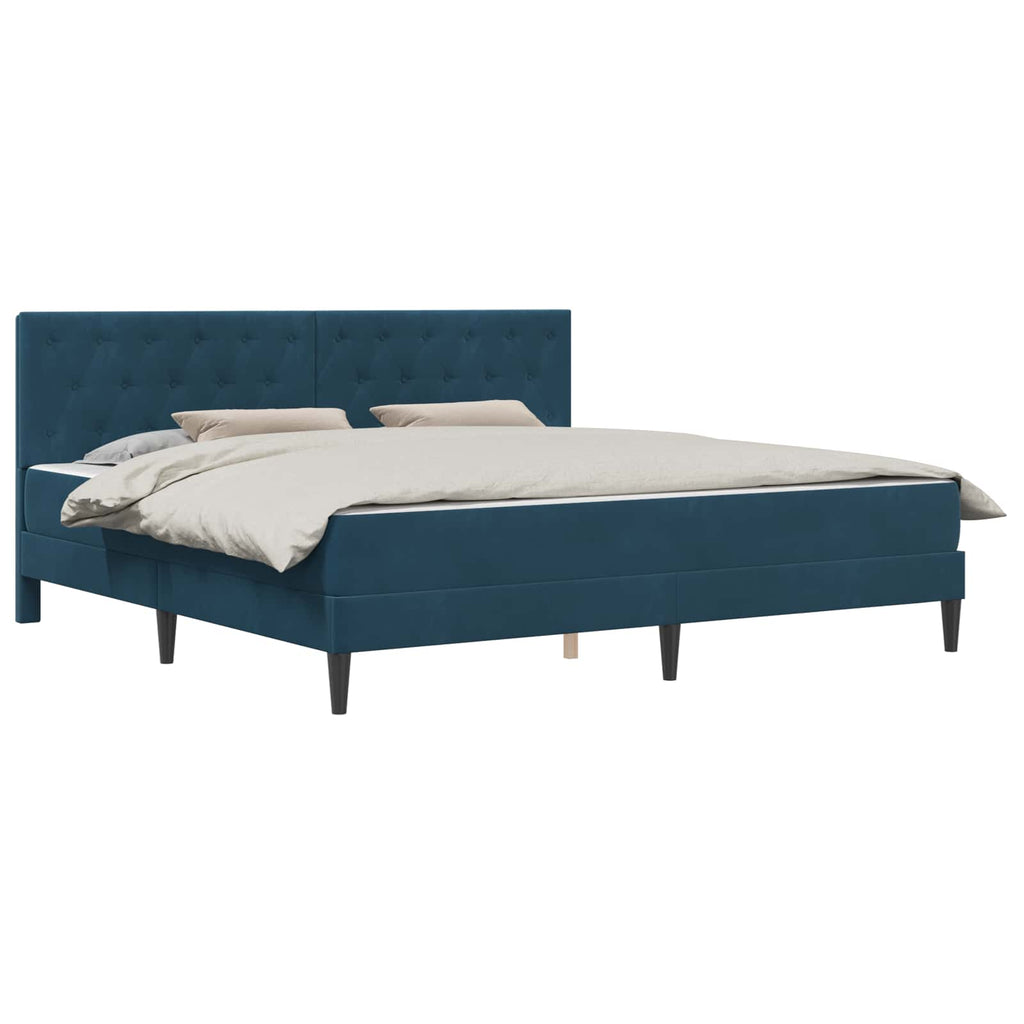 Bettgestell mit Matratze mit Kopfteil Blau 180 x 200 cm Samt