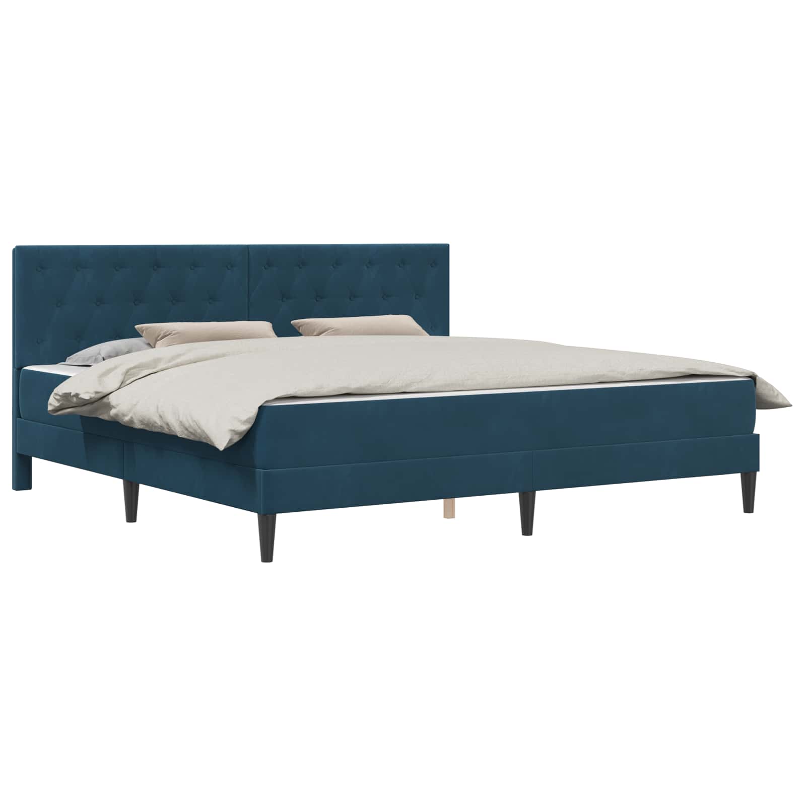 Bettgestell mit Matratze mit Kopfteil Blau 180 x 200 cm Samt