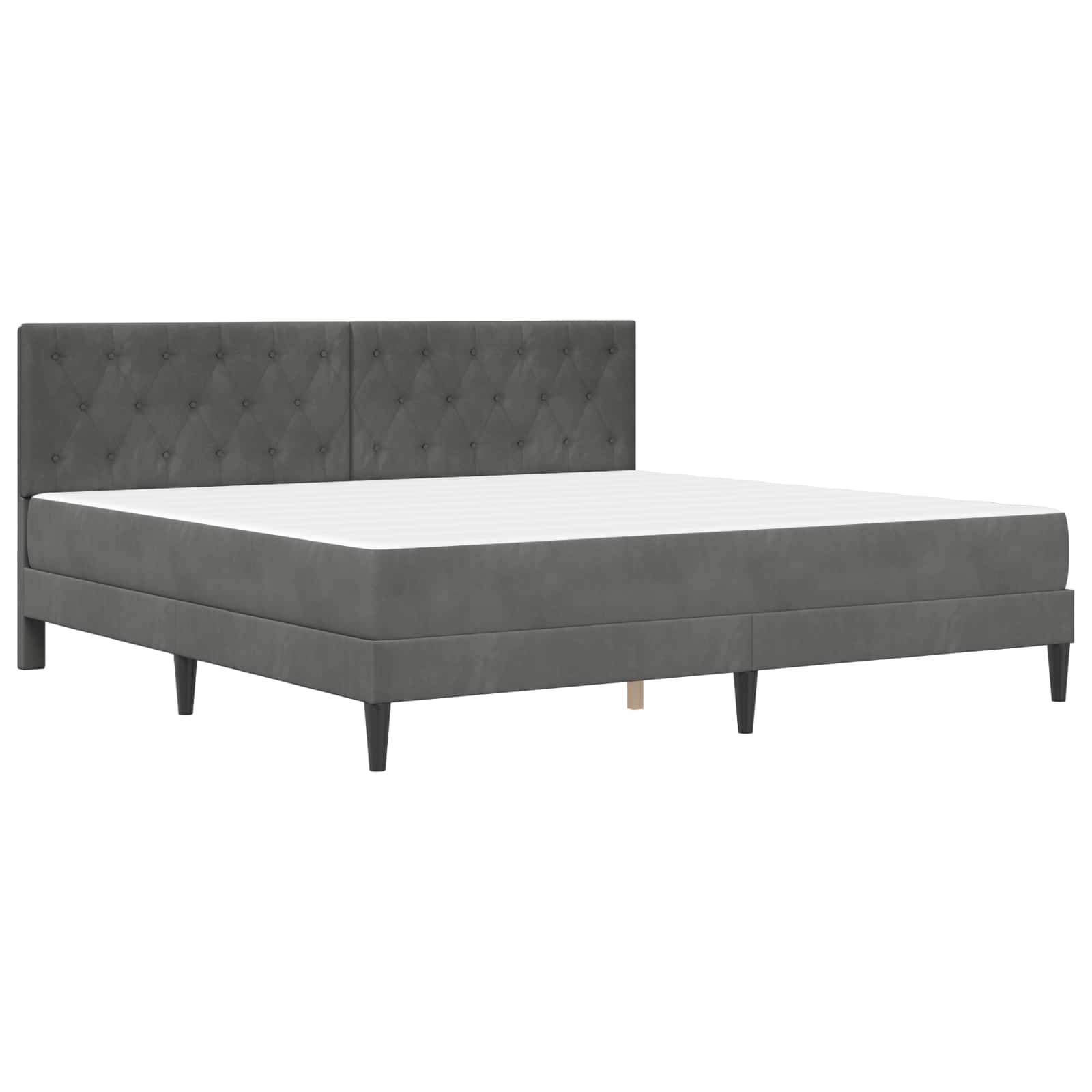 Bettgestell mit Matratze Dunkelgrau 200 x 200 cm Samt