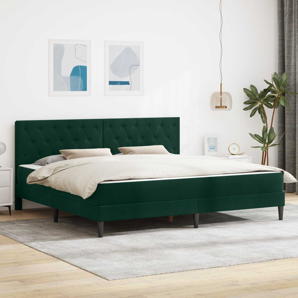 Bettgestell mit Matratze Dunkelgrün 200 x 200 cm Samt
