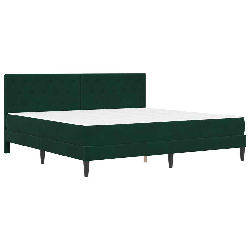 Bettgestell mit Matratze Dunkelgrün 200 x 200 cm Samt