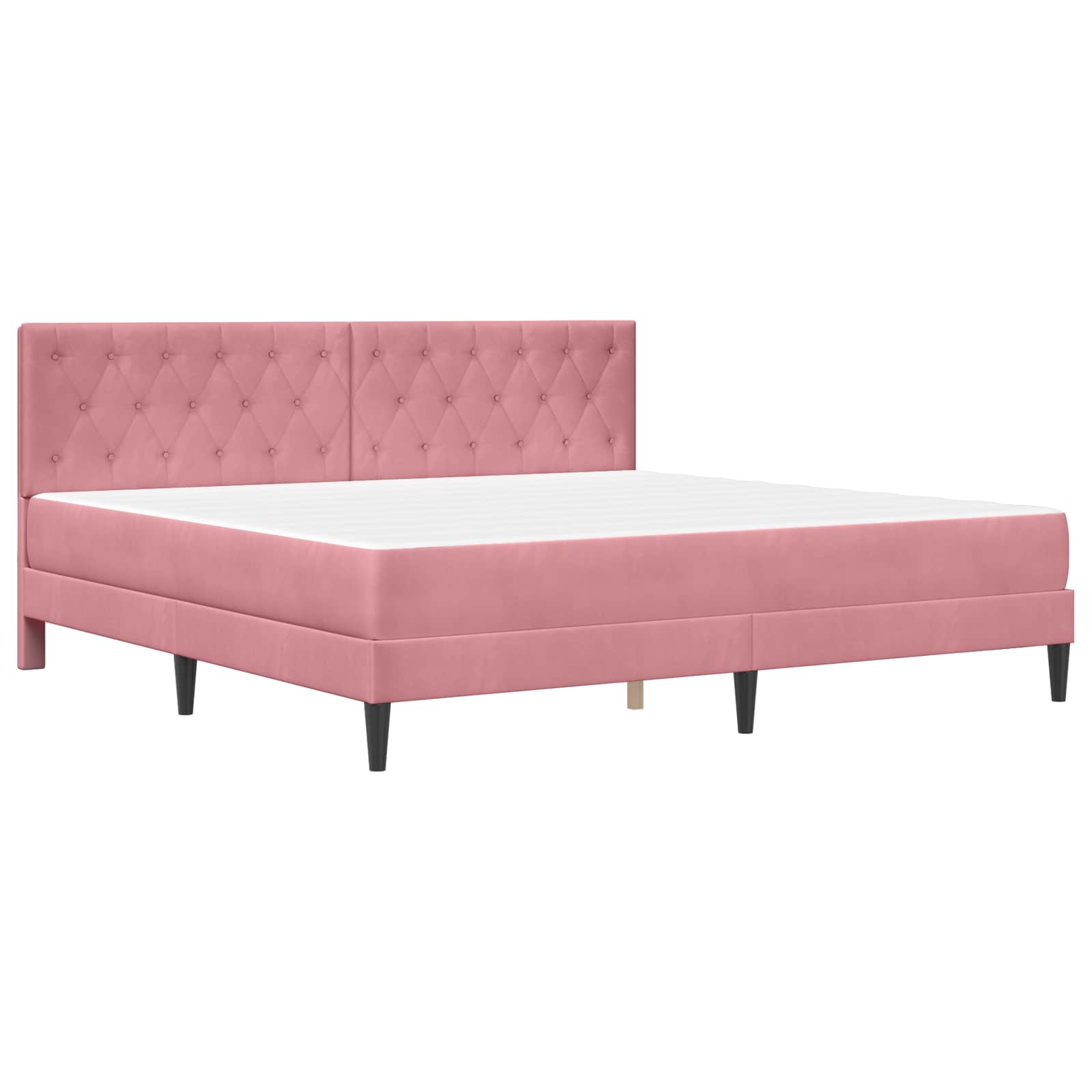Bettgestell mit Matratze mit Kopfteil Rosa 200 x 200 cm Samt