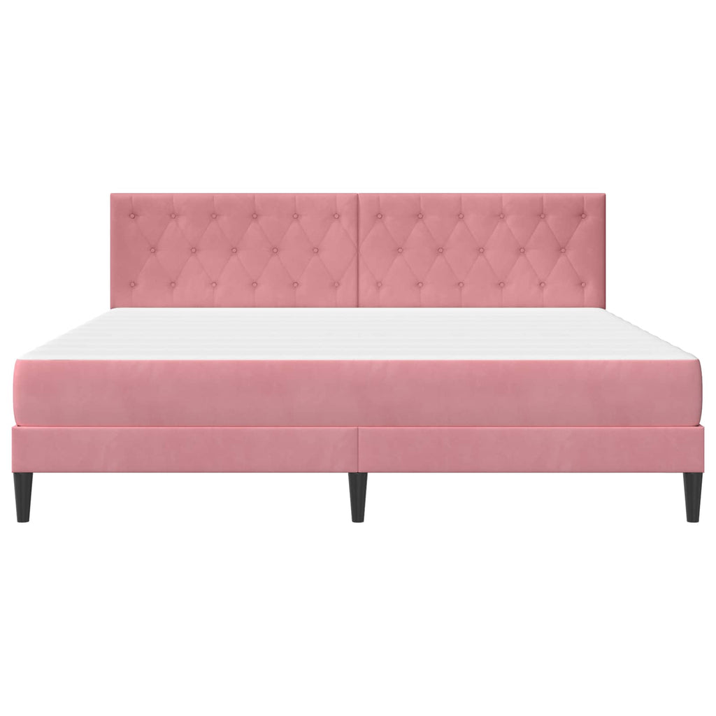 Bettgestell mit Matratze mit Kopfteil Rosa 200 x 200 cm Samt