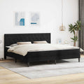 Bettgestell mit Matratze mit Kopfteil Schwarz 200 x 200 cm Samt