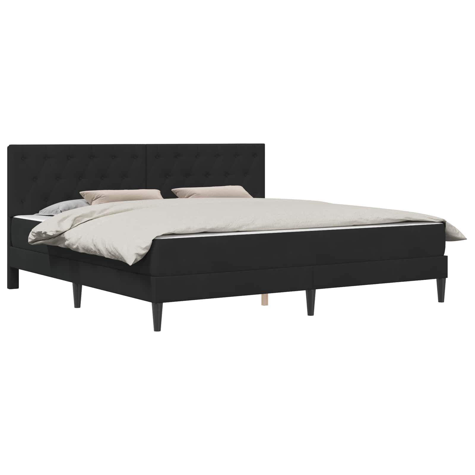 Bettgestell mit Matratze mit Kopfteil Schwarz 200 x 200 cm Samt