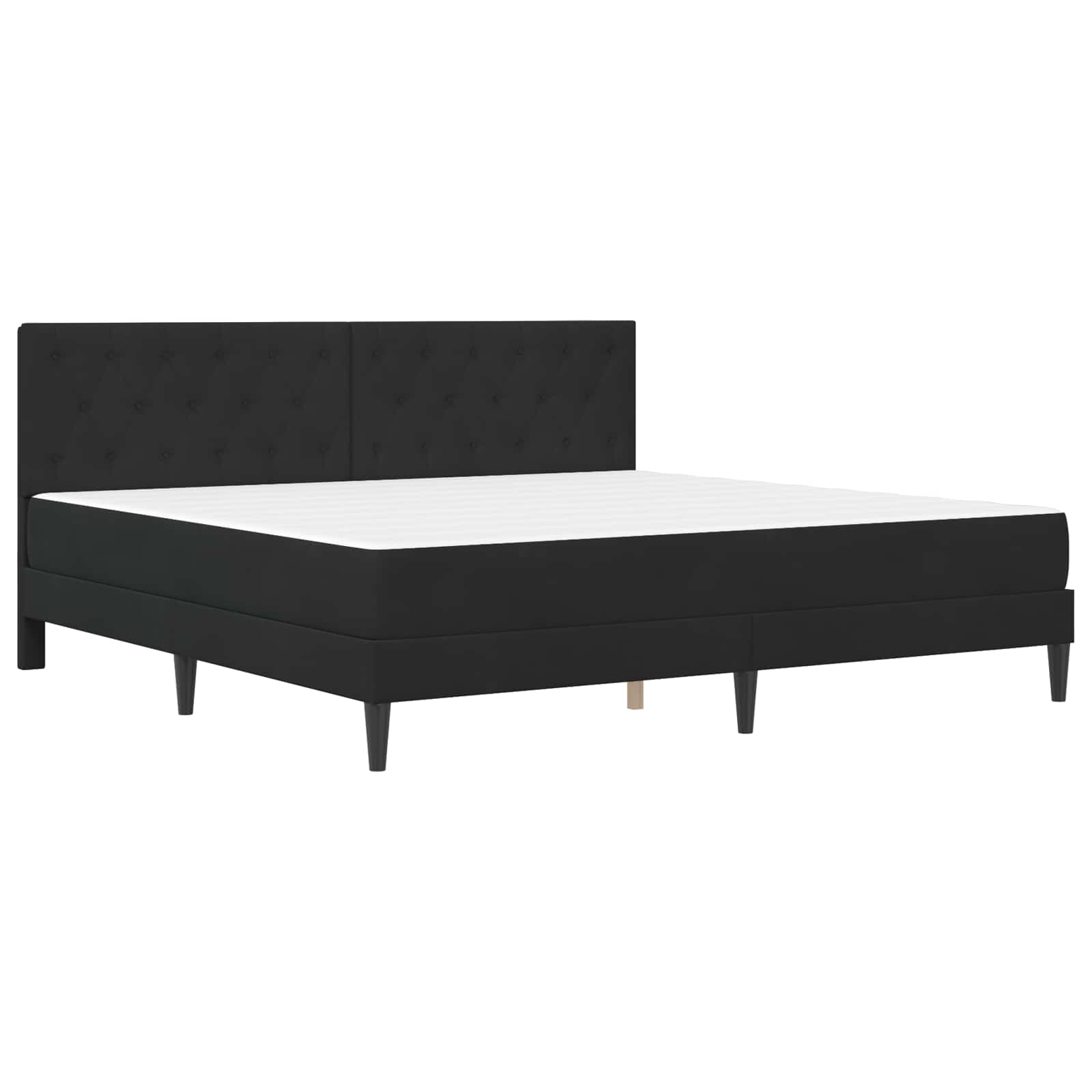 Bettgestell mit Matratze mit Kopfteil Schwarz 200 x 200 cm Samt